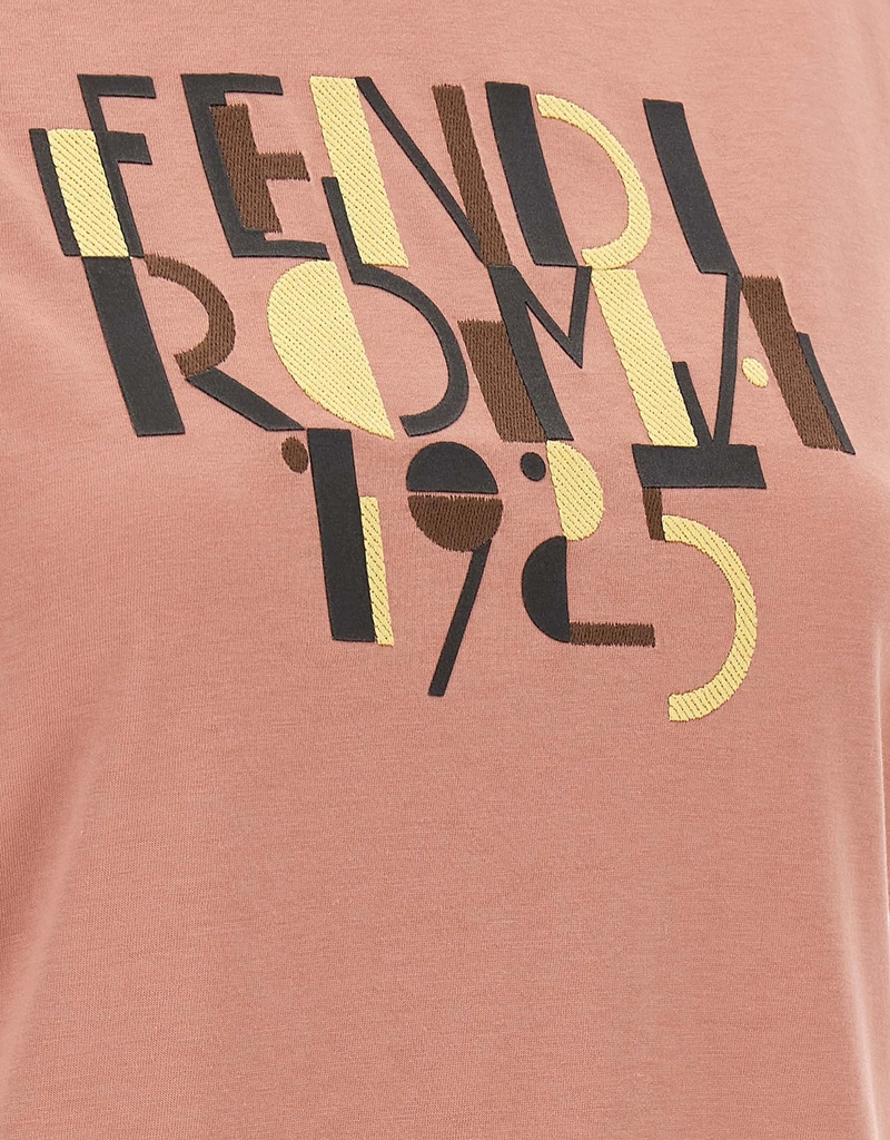Fendi Pink cotton T-shirt with logo print (Tops,T-shirts) IFCHIC.COM