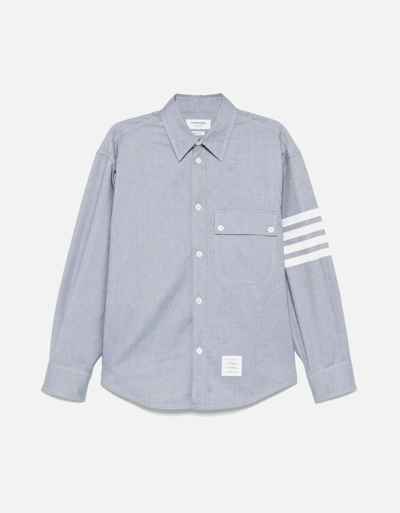 Thom Browne メンズ ウーブン フランネル 4バー オーバーサイズ シャツ