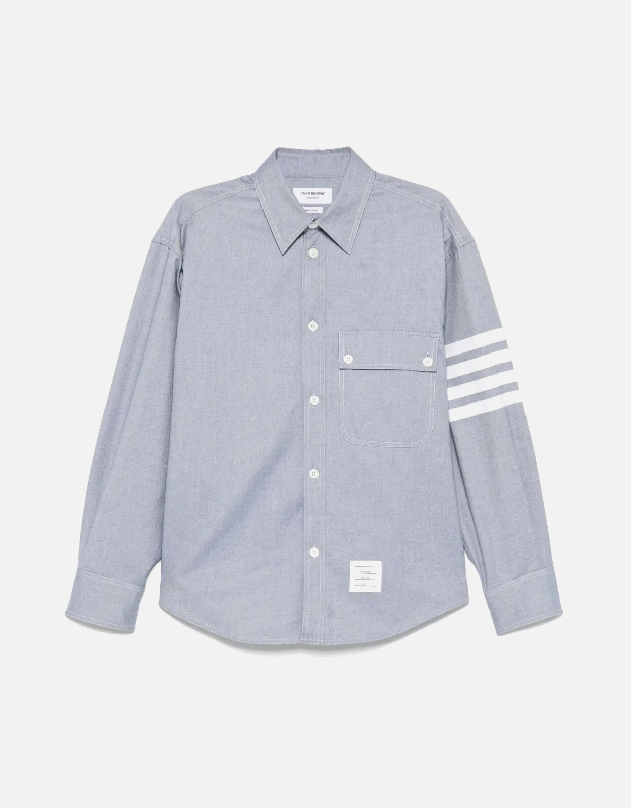 Thom Browne Men's Woven Flannel 4-Bar Oversized Shirt (Shirts