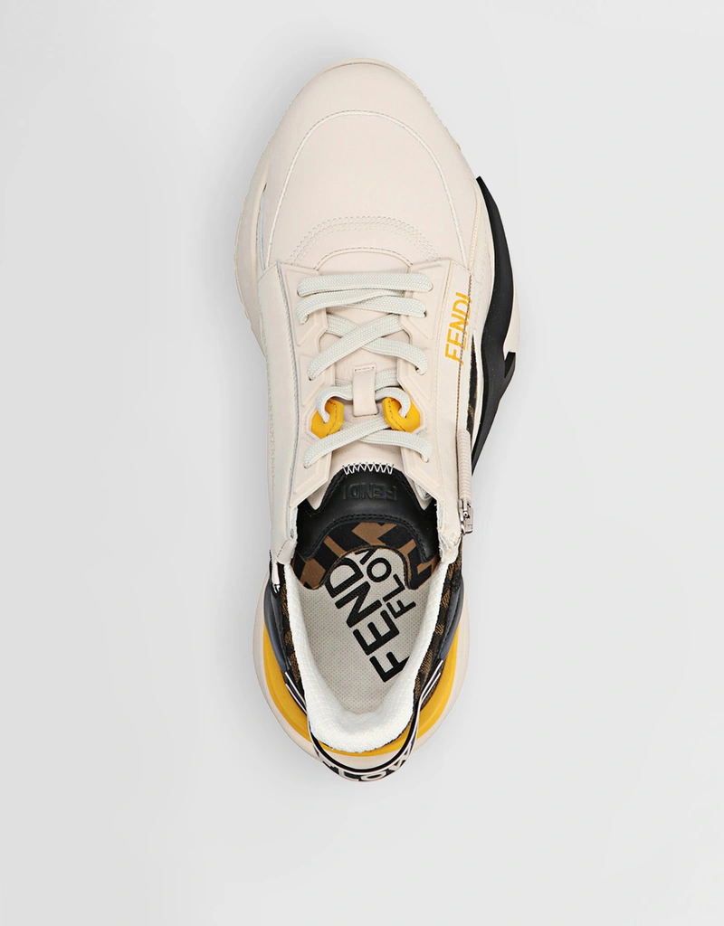 Fendi Men's Flow Leather Side Zip Sneakers (Sneakers,Low Top