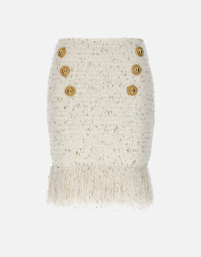 Balmain フリンジ付きルレックスツイードスカート () IFCHIC.COM