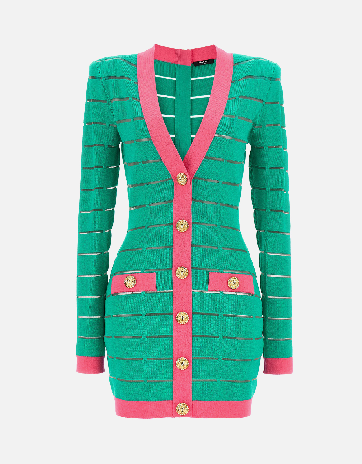 Balmain ツートーンニットドレス ボタン付き () IFCHIC.COM