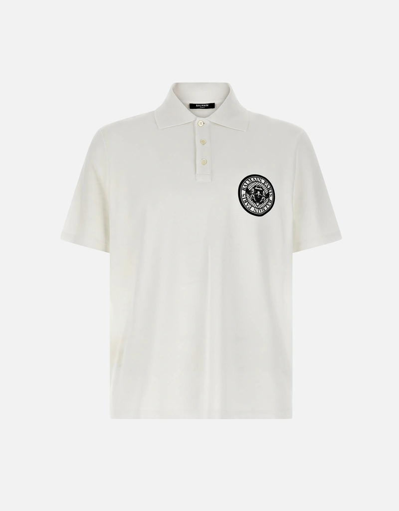 Balmain メンズコットンコインプリントポロシャツ () IFCHIC.COM
