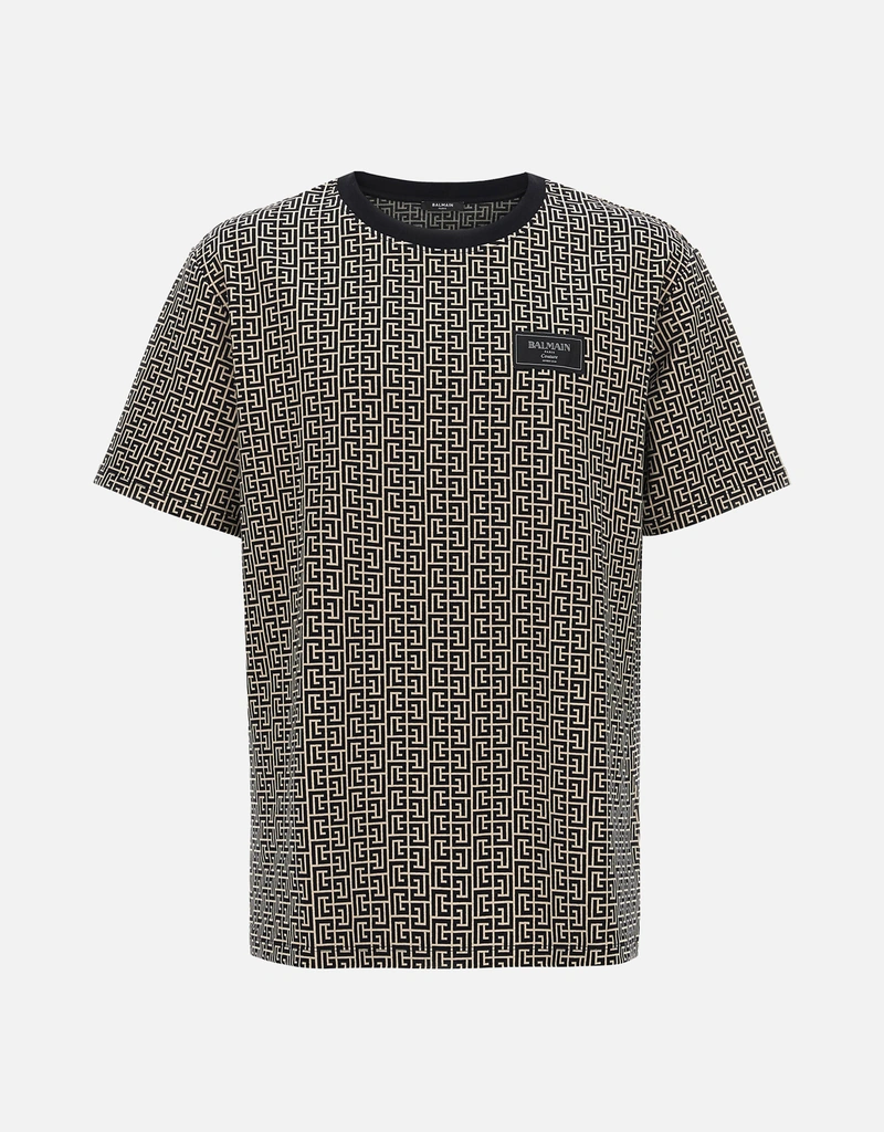 Balmain メンズモノグラムコットンTシャツ (トップス＆Tシャツ,Tシャツ