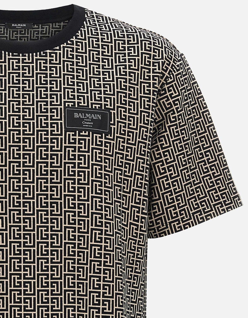 Balmain メンズモノグラムコットンTシャツ (トップス＆Tシャツ,Tシャツ