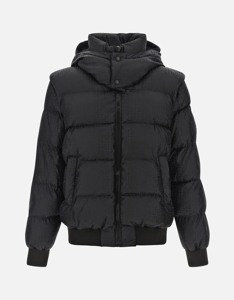 Balmain メンズモノグラムPBラビリントポリアミドクロップドパデッド