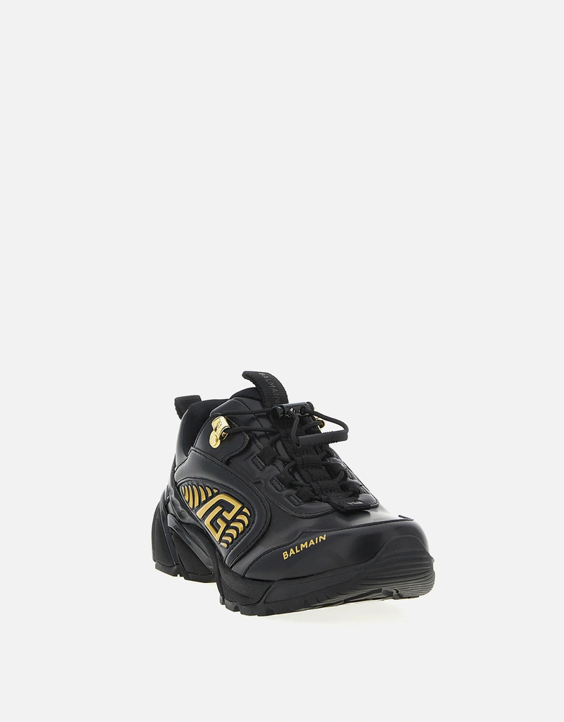 BALMAIN スニーカー ブラック ゴールド Balmain Men's Cosmic Dust Glazed Leather Sneakers () IFCHIC.COM