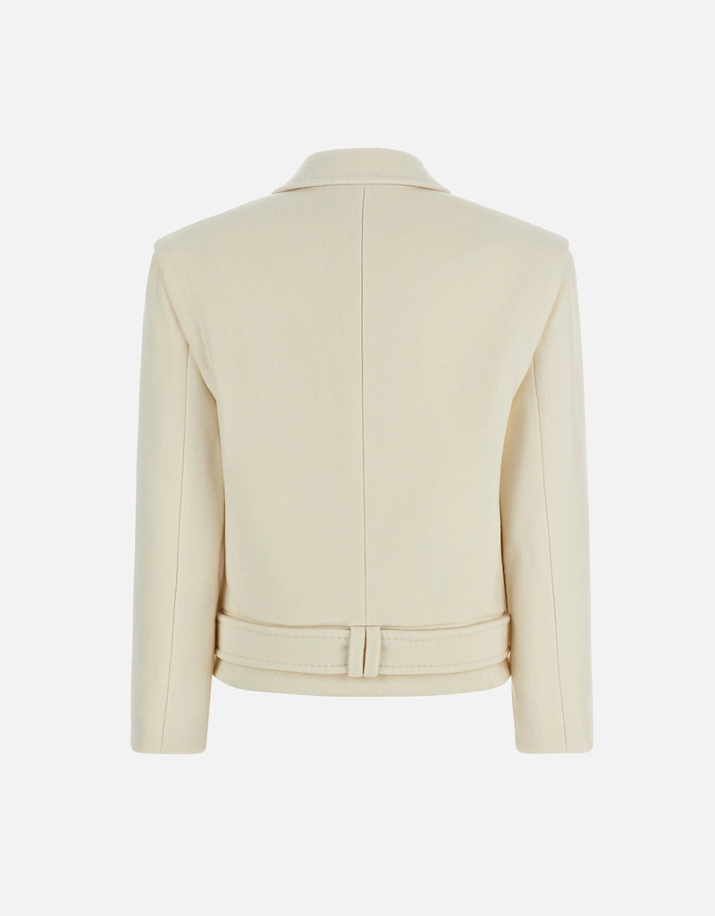 Balmain ウール＆カシミヤ ダブルブレスト クロップドコート