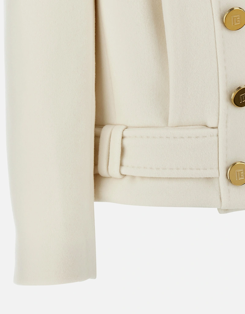 Balmain ウール&カシミヤ ダブルブレスト クロップドコート Balmain ウール&カシミヤ ダブルブレスト クロップドコート
