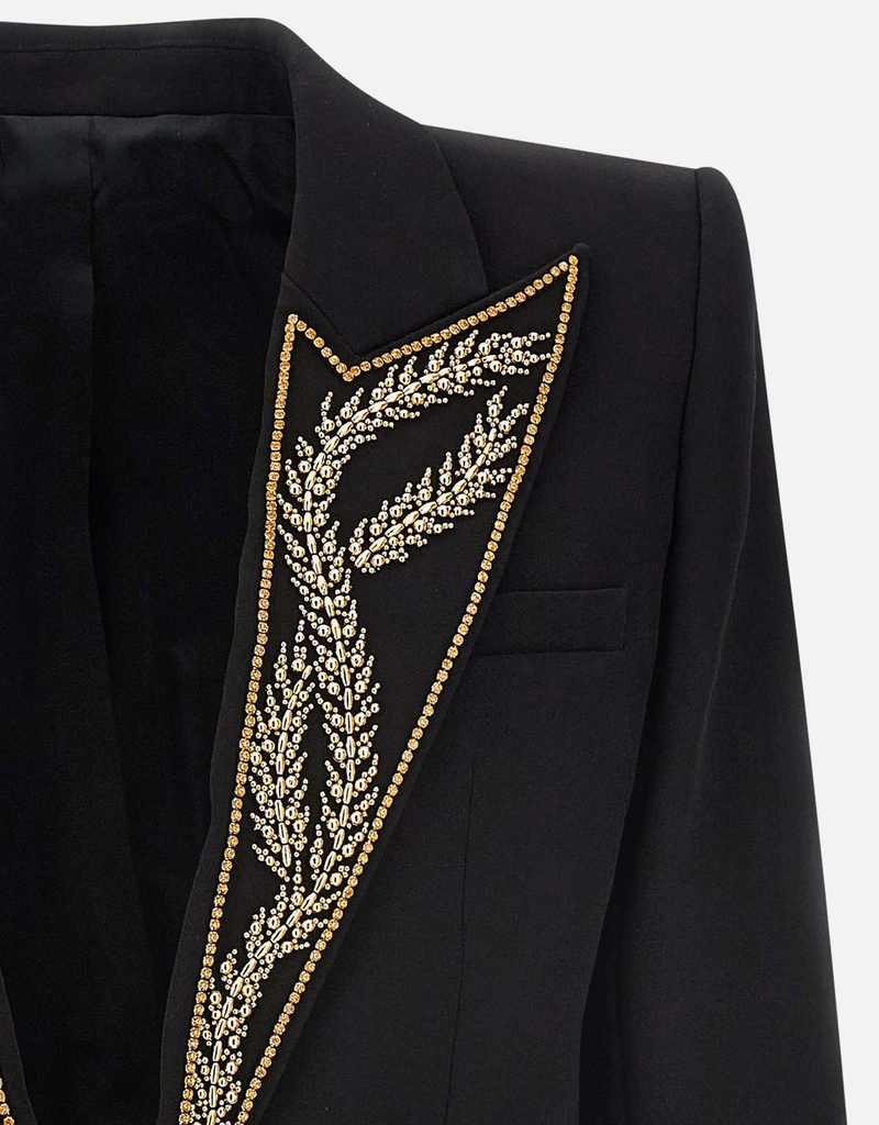 Balmain メンズ リーフ刺繍入り シングルブレストブレザー (ブレザー
