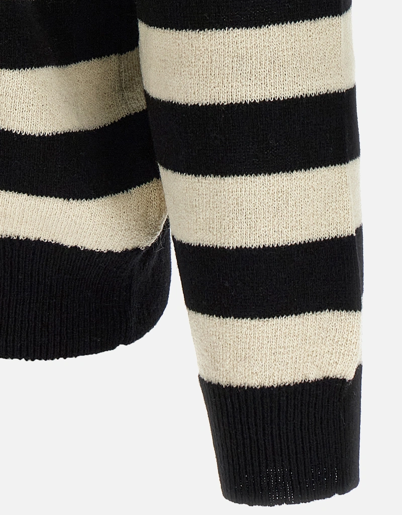 BALMAIN PARIS 上質ウール ボーダーニット 定価10万超 Balmain メンズ マリニエール ウールカシミヤ ボーダー ハイネック