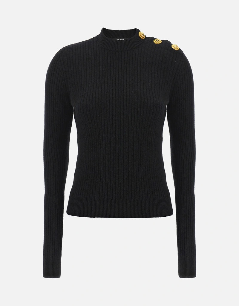 Balmain カシミヤとバージンウールのリブセーター (ニットウェア