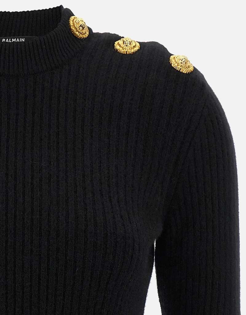Balmain カシミヤとバージンウールのリブセーター (ニットウェア