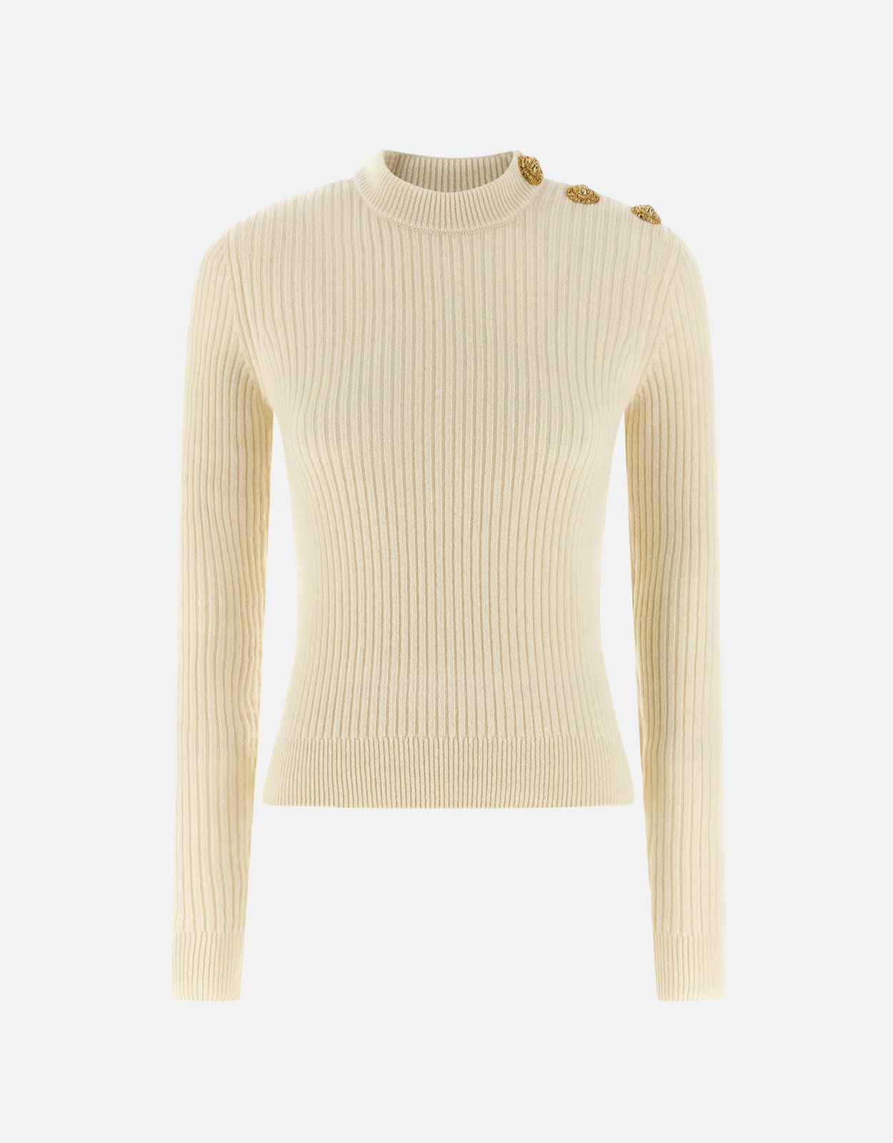 Balmain カシミヤとバージンウールのリブセーター (ニットウェア