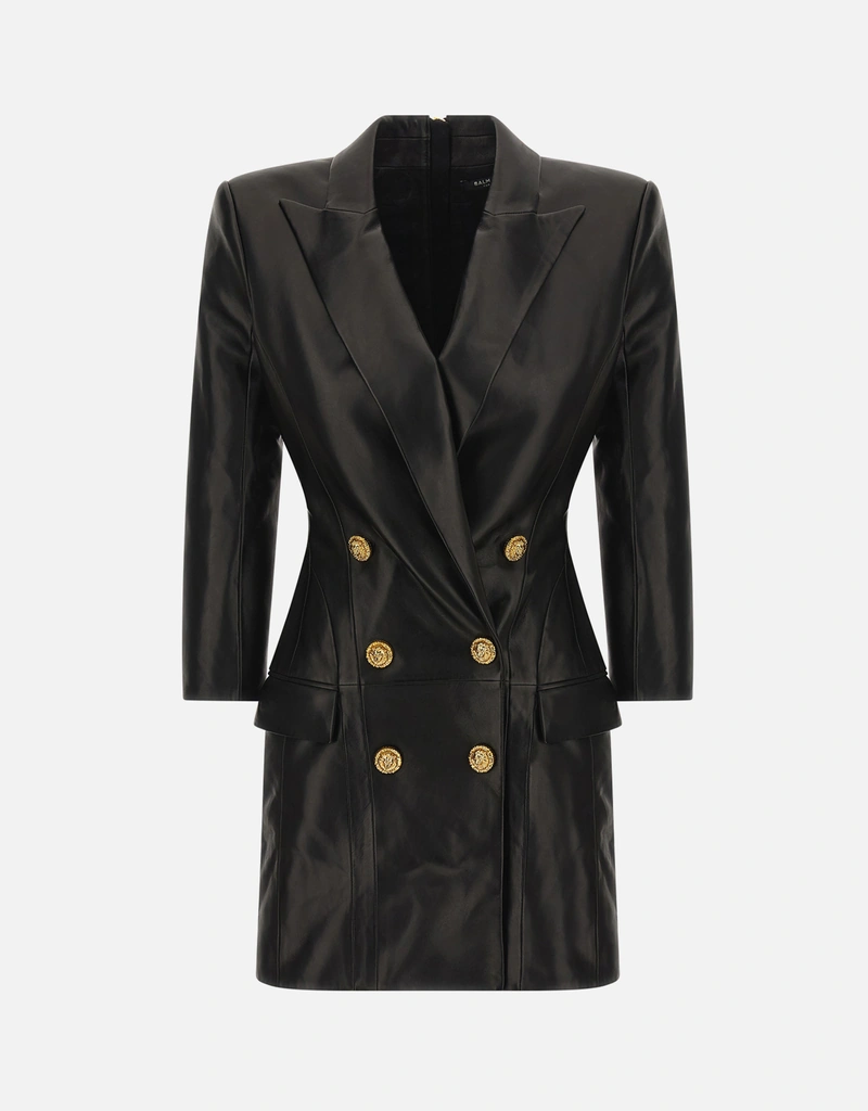 Balmain Lambskin Leather Mini Dress (Dresses,Mini Dresses) IFCHIC.COM