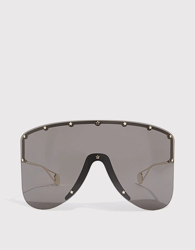 Star Embellished Half Frame Aviator Sunglasses