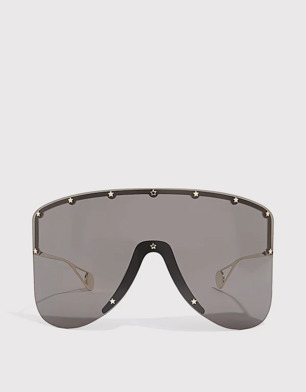 Gucci Star Embellished Half Frame Aviator Sunglasses