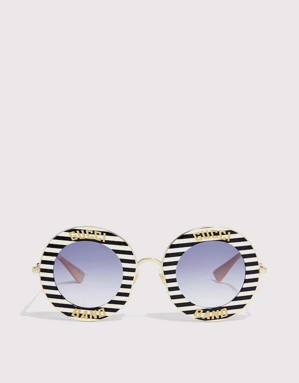 Gucci 條紋圓框太陽眼鏡