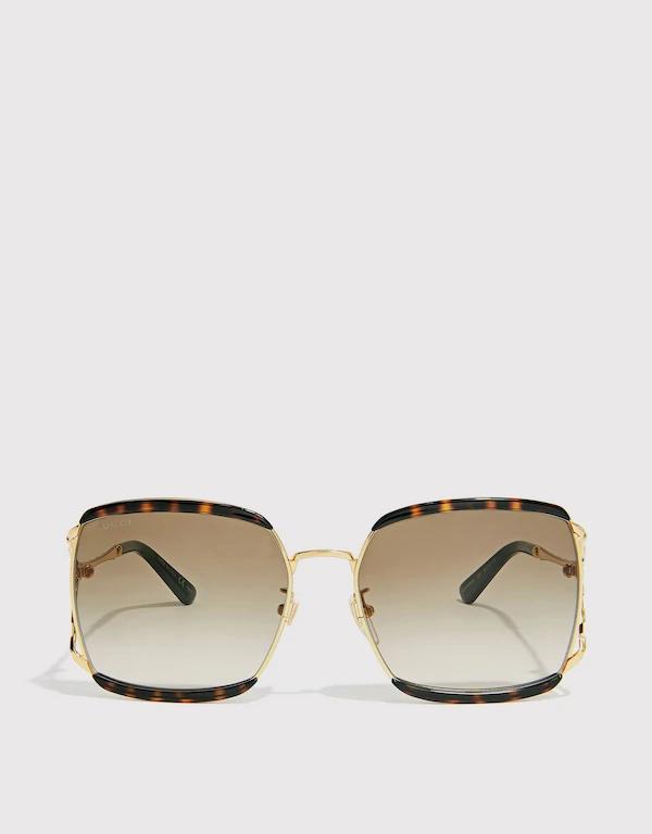 Gucci Striped Havana Square Sunglasses