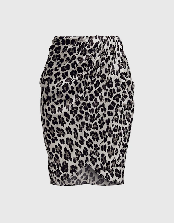 Caroline Constas Leopard Wrapped Mini Skirt