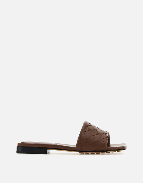 Bottega Veneta Brown Lamb Leather Parco Slippers () IFCHIC.COM