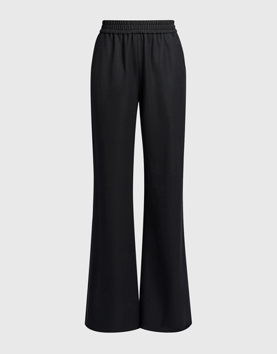 Wool Twill Low-rise Elastic Waist Band Tailored Pants
