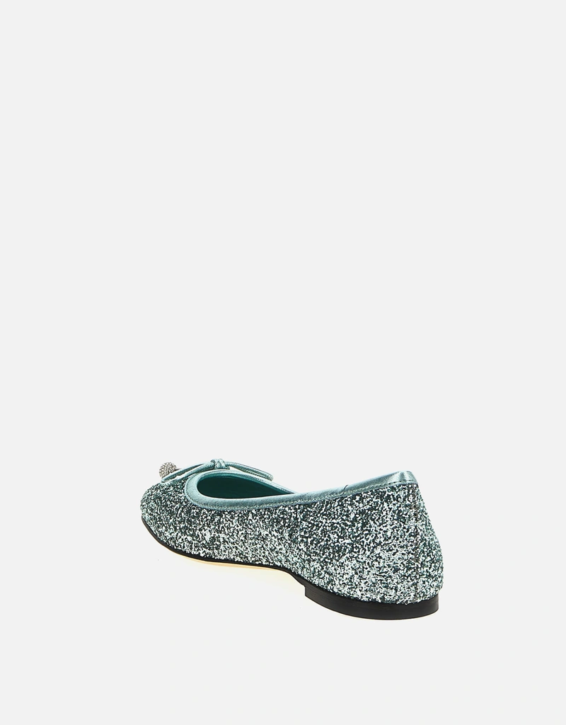 JIMMY CHOO Elme グリッターリボンパール バレエフラット () IFCHIC.COM