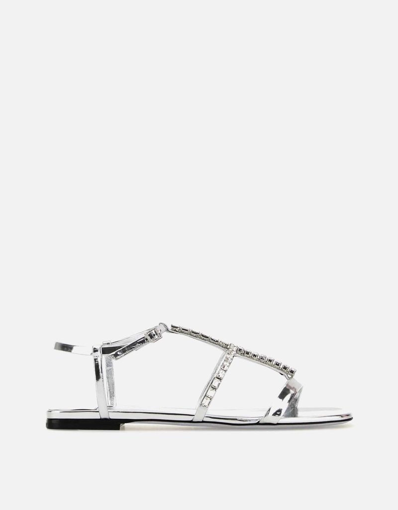 JIMMY CHOO シルバー レザー グウィンサンダル () IFCHIC.COM