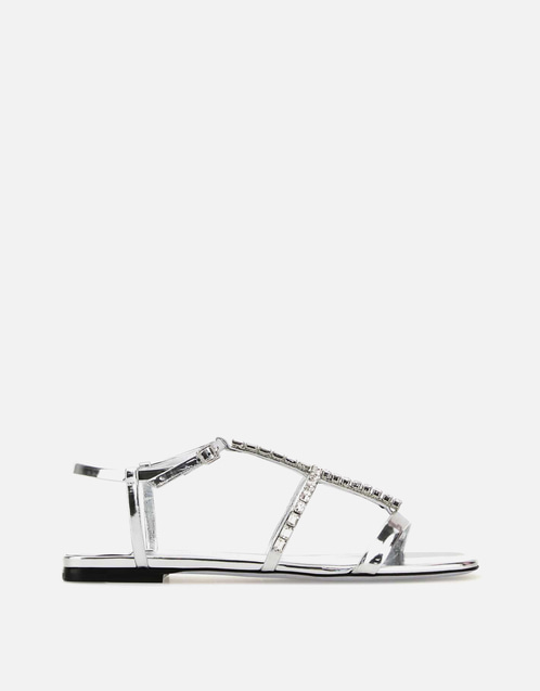 JIMMY CHOO シルバー レザー グウィンサンダル () IFCHIC.COM
