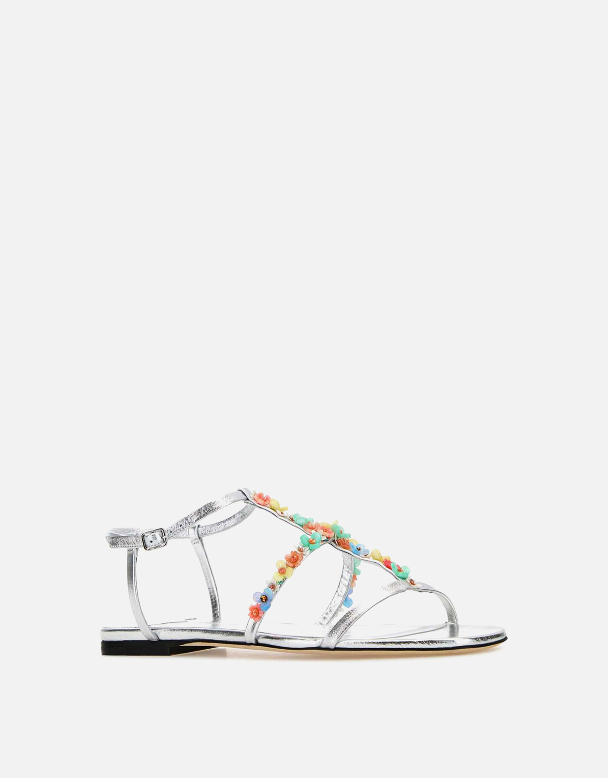JIMMY CHOO シルバーナッパレザーデイジーサンダル () IFCHIC.COM