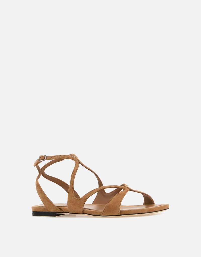 JIMMY CHOO キャメルスエードAylaサンダル () IFCHIC.COM