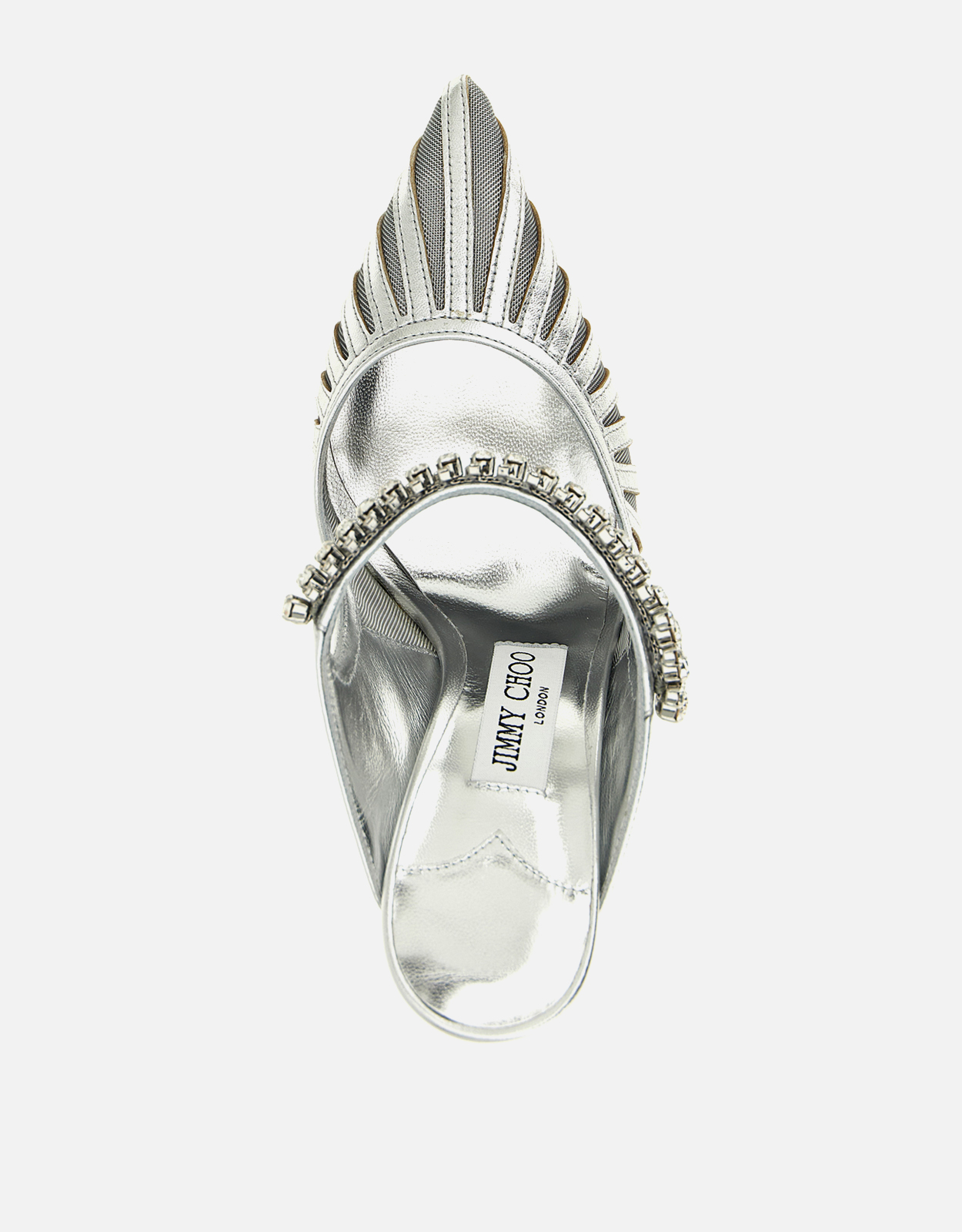 JIMMY CHOO ラミネートレザー透明チュールポインテッドトゥ