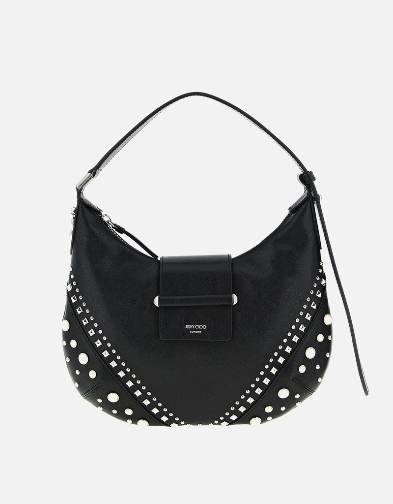 JIMMY CHOO バー ホボ スモール バイカー レザー ショルダーバッグ