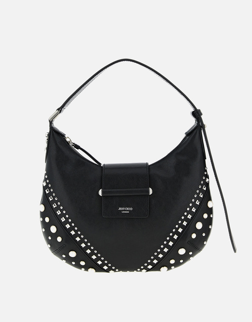 JIMMY CHOO バー ホボ スモール バイカー レザー ショルダーバッグ