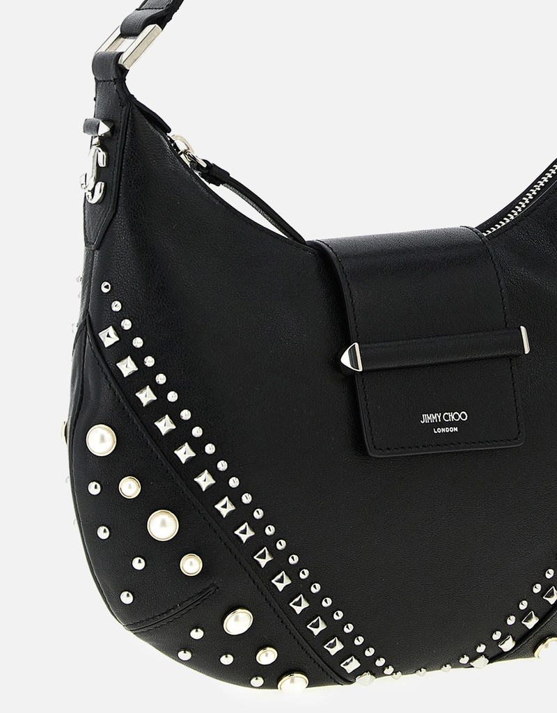 JIMMY CHOO バー ホボ スモール バイカー レザー ショルダーバッグ