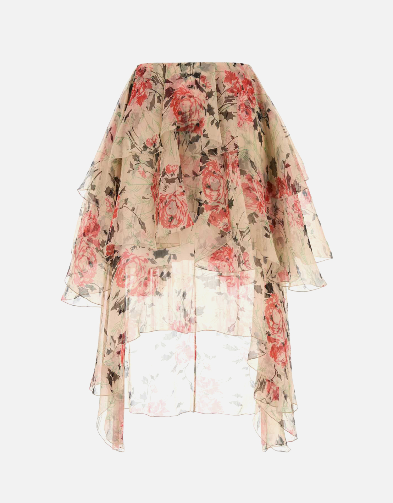 LOEWE Loewe Printed Silk Flounced Longer Back Skirts - FR 36F　ロエベ プリント シルク フラウンス バック ロング スカート - FR 36F