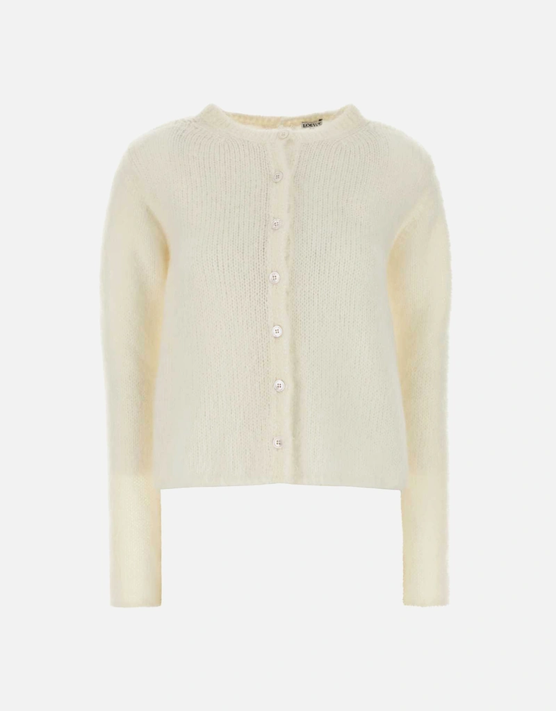 Loewe Cardigan Mohair Blend Anagram Embroidery Short Length (All