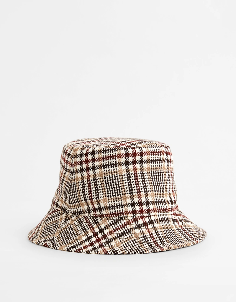 CELINE セリーヌ BUCKET HAT IN CHECKED FLANNEL ロゴ刺繍 エンブロイダリー フランネルチェック バケットハット 帽子 2AUO4994R ブルー/ブラック Celine Triomphe Wool Bucket Hat (Hats) IFCHIC.COM