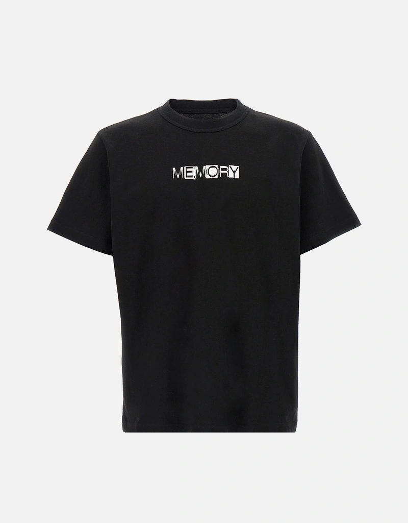 25ss sacai サカイ Tシャツ MEMORY ブラック サイズ1 Sacai メモリー コットンTシャツ () IFCHIC.COM