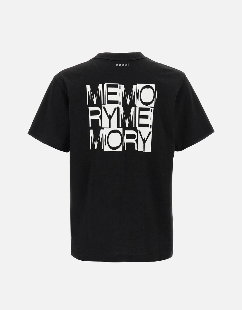 25ss sacai サカイ Tシャツ MEMORY ブラック サイズ1 Sacai メモリー コットンTシャツ () IFCHIC.COM