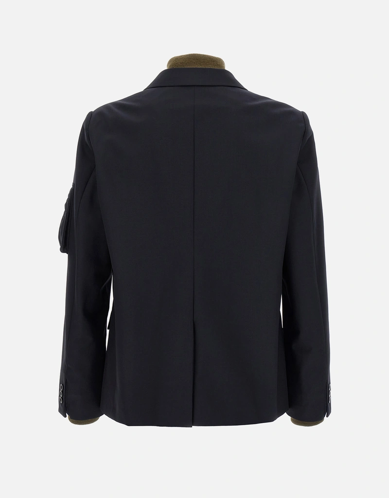 Sacai メンズ ウールブレンドインサートボンバージャケット (すべての Sacai メンズ ウールブレンドインサートボンバージャケット (すべての