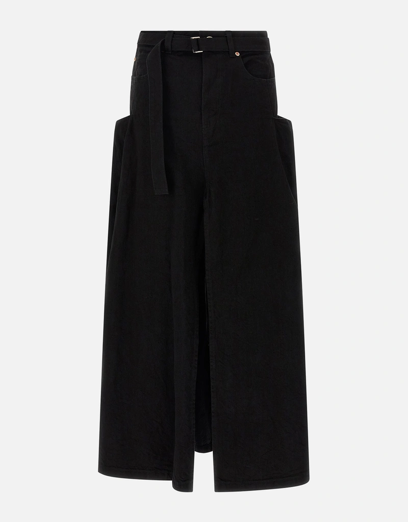 本物美品sacai コットンギャバン　ミックススカート sacai(サカイ) 22AWCotton Gabardine Mix Skirt 0-Sacai，スカート22