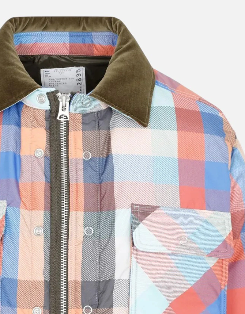 Sacai メンズ チェック柄パデッドボンバージャケット (すべての新品