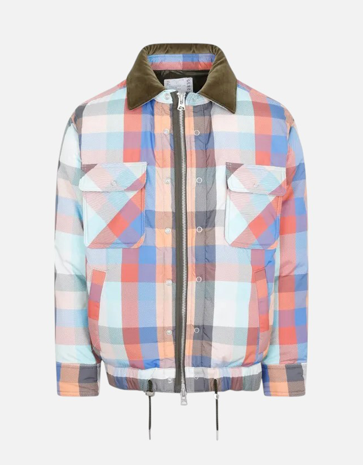 Sacai メンズ チェック柄パデッドボンバージャケット (すべての新品