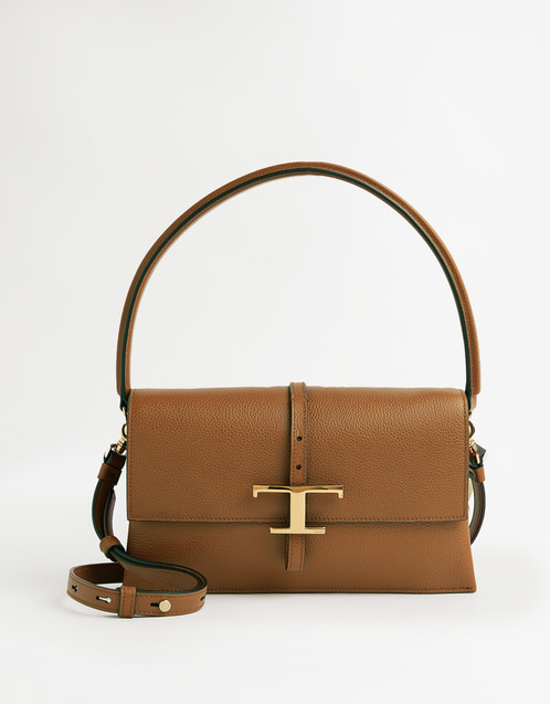 Tod's Tタイムレスカーフスキンレザーフラップクロスボディバッグ