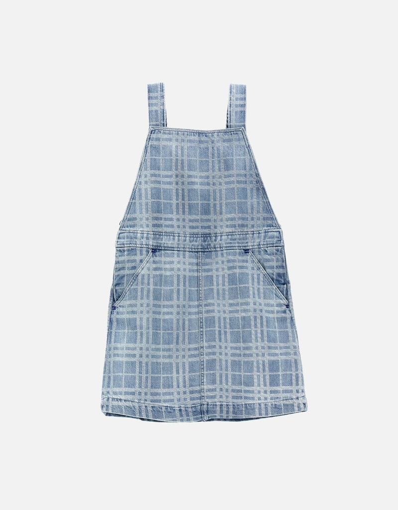 Burberry Kids Maetine Cotton Check Print Denim Dress () IFCHIC.COM
