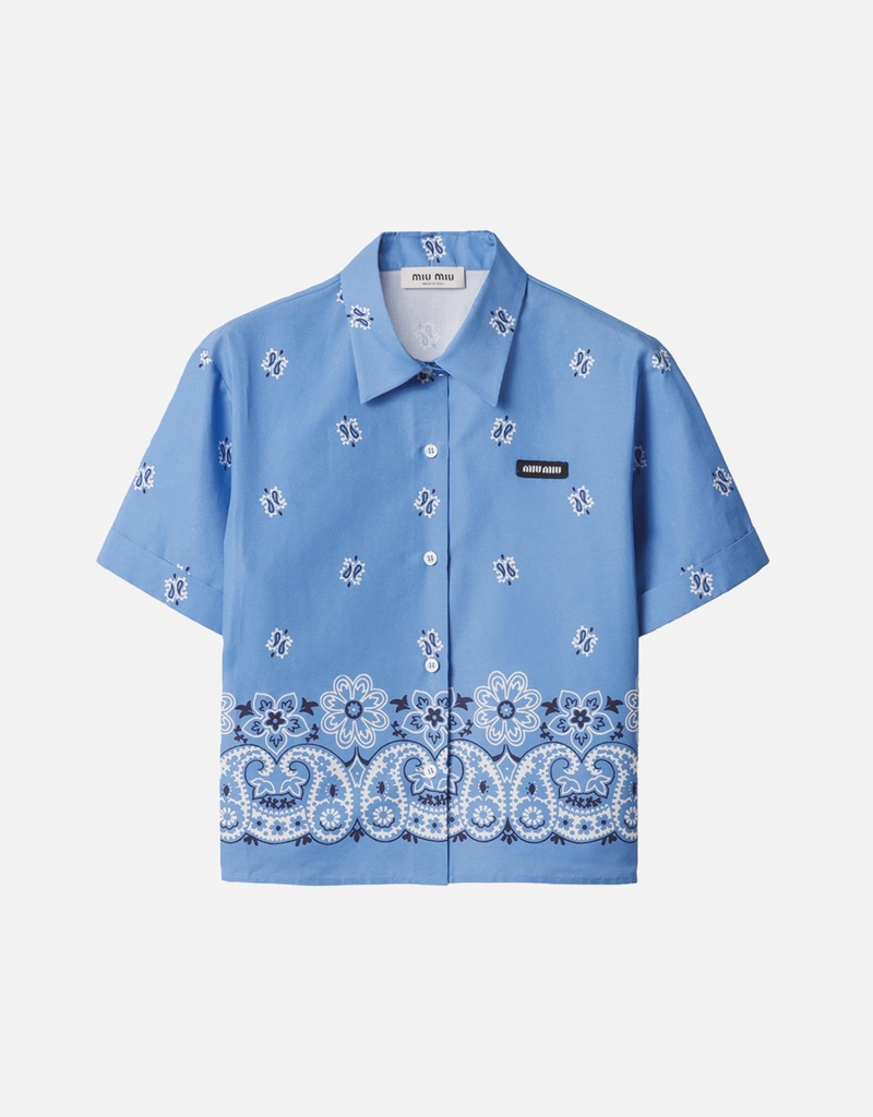 Miu Miu プリント コットン混紡シャツ (トップス) IFCHIC.COM
