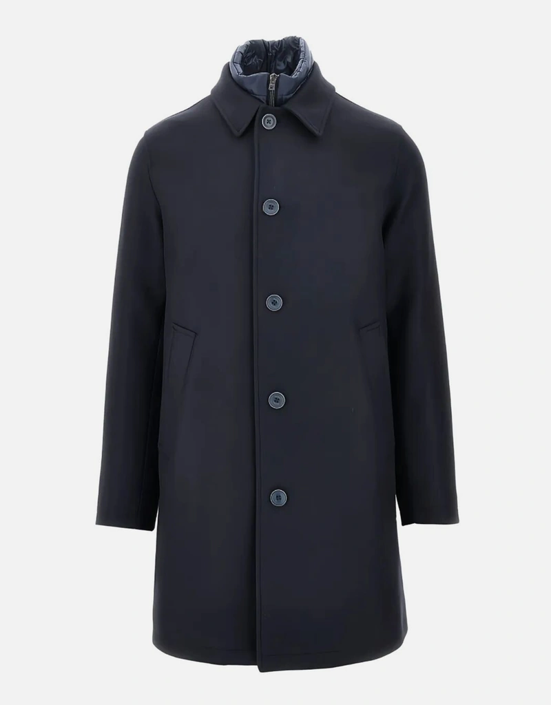 Herno メンズウールシングルブレストパッド入りコート (すべての新品
