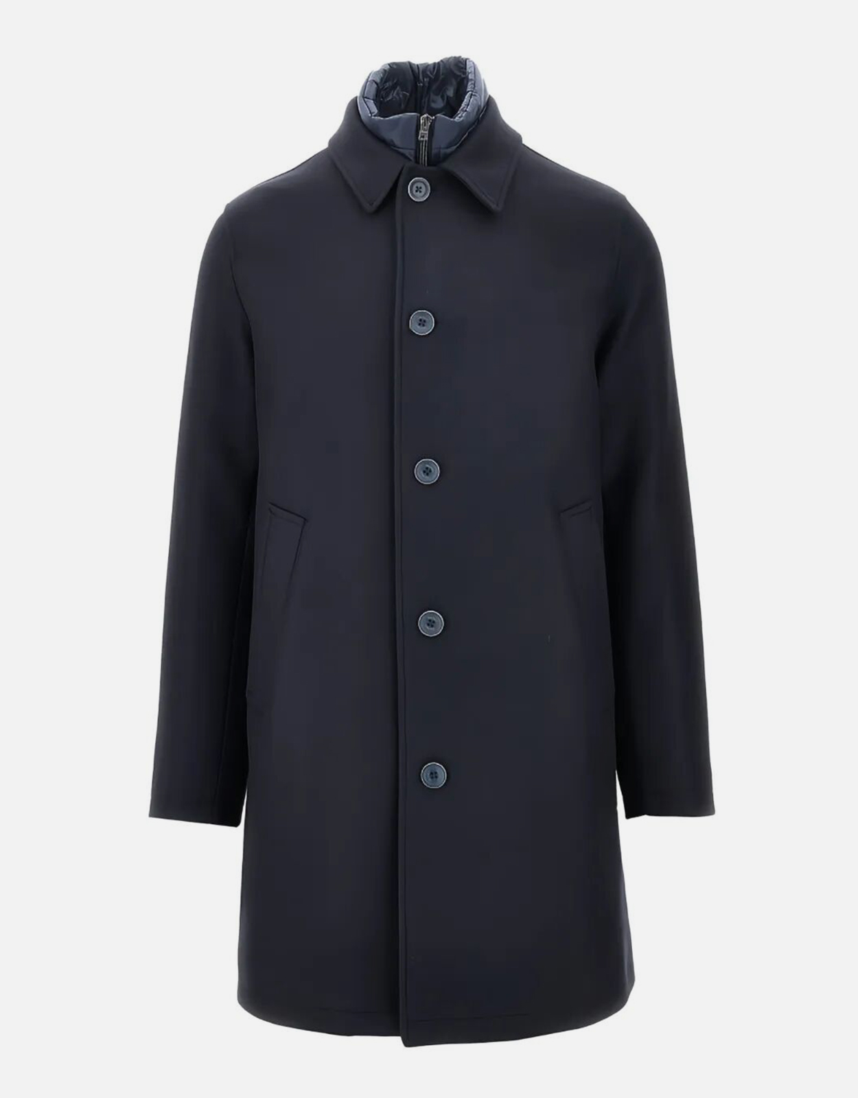 Herno メンズウールシングルブレストパッド入りコート (すべての新品