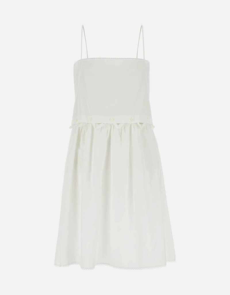 knee length dresses for ladies Miu Miu V-neck Organza-trimmed Velvet Minidress – Petite Chérie main image 1